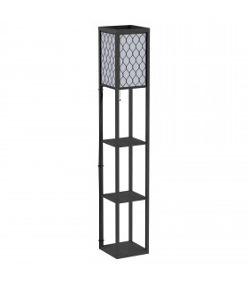 Floor Lamp 4-tier Open Shelves Wooden, 26L x 26W x 160Hcm-Black/White
