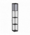 Floor Lamp 4-tier Open Shelves Wooden, 26L x 26W x 160Hcm-Black/White