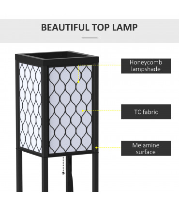 Floor Lamp 4-tier Open Shelves Wooden, 26L x 26W x 160Hcm-Black/White