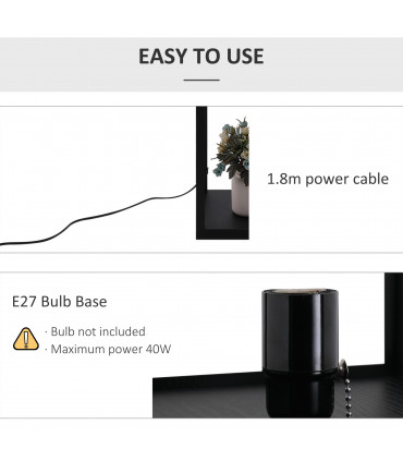 Floor Lamp 4-tier Open Shelves Wooden, 26L x 26W x 160Hcm-Black/White
