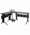 Space-Saving Corner Work Office Desk Gaming  Steel Frame CPU Rack Black