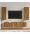 4 Piece TV Cabinet Set Smoked Oak Engineered Wood