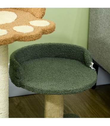 Cat Tree 52cm Green Brown Beige Particle board Velvet Sisal 43W x 39D x 52Hcm