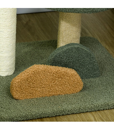 Cat Tree 52cm Green Brown Beige Particle board Velvet Sisal 43W x 39D x 52Hcm