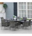 7pc Rattan Garden Furniture Dining Set Wicker Patio Conservatory Seater