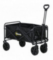 Outsunny Folding Outdoor Storage Trolley Cart Bag Telescopic Handle Brakes Black