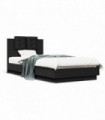 vidaXL Bed Frame with Headboard and LED Lights Black 100x200 cm
