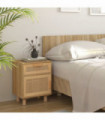 vidaXL Bedside Cabinet Brown Solid Wood Pine and Natural Rattan