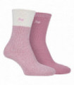 Jeep - 2 Pr Ladies Supersoft Cable Boot Socks (Rose / Cream)