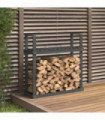 Firewood Rack Grey 110x35x108.5 cm Solid Wood Pine