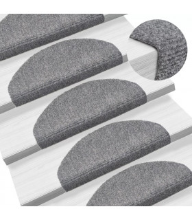 15 Self-adhesive Stair Mats Needle Punch 65x21x4 cm Light Grey