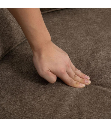 Fabric Brown  Seater Sofa Nailhead Trim Cushions Throw Pillows 196W x 80.5Dcm