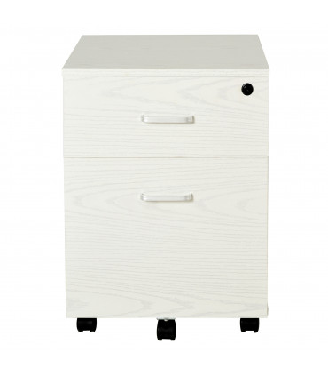 Filing Cabinet White Particle Board 54.6H x 40W x 45Dcm 2-Drawer Locking Office