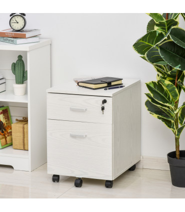 Filing Cabinet White Particle Board 54.6H x 40W x 45Dcm 2-Drawer Locking Office