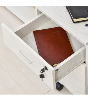 Filing Cabinet White Particle Board 54.6H x 40W x 45Dcm 2-Drawer Locking Office