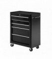 5-Drawer Lockable Steel Tool Storage Cabinet w/ Wheels Handle 2 Keys Black