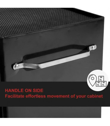 5-Drawer Lockable Steel Tool Storage Cabinet w/ Wheels Handle 2 Keys Black