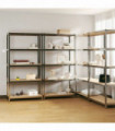 5-Layer Shelves 4 pcs Silver Steel&Engineered Wood