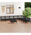 9 Piece Garden Lounge Set Solid Pinewood Black