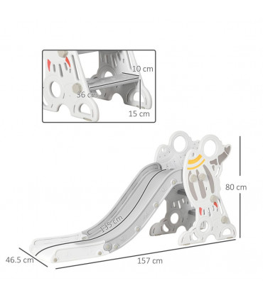 Baby Slide Grey PE PP 157L x 46.5W x 80H cm Space Theme Kids 1.5-3 Years