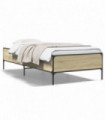 vidaXL Bed Frame Sonoma Oak 75x190 cm Small Single Engineered Wood and Metal