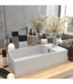 vidaXL Bathroom Sink with Overflow Ceramic Matt White