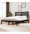 Bed Frame Black Solid Wood Pine 140x190 cm