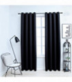 Blackout Curtains with Metal Rings 2 pcs Black 140x225 cm