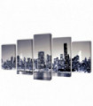 Canvas Wall Print Set Monochrome New York Skyline 200 x 100 cm