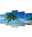 Canvas Wall Print Set Sand Beach with Palm Tree 200 x 100 cm