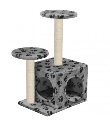 Cat Tree with Sisal Scratching Posts 60 cm Grey Paw Prints