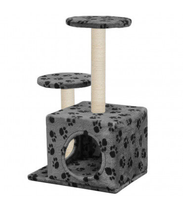 Cat Tree with Sisal Scratching Posts 60 cm Grey Paw Prints
