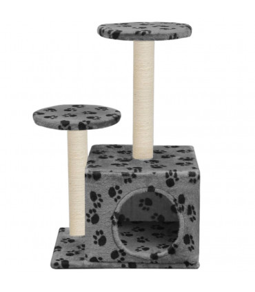 Cat Tree with Sisal Scratching Posts 60 cm Grey Paw Prints