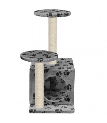 Cat Tree with Sisal Scratching Posts 60 cm Grey Paw Prints