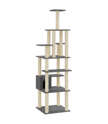 Cat Tree with Sisal Scratching Posts Dark Grey 183 cm