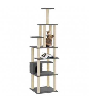 Cat Tree with Sisal Scratching Posts Dark Grey 183 cm