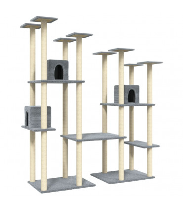 Cat Tree with Sisal Scratching Posts Light Grey 174 cm