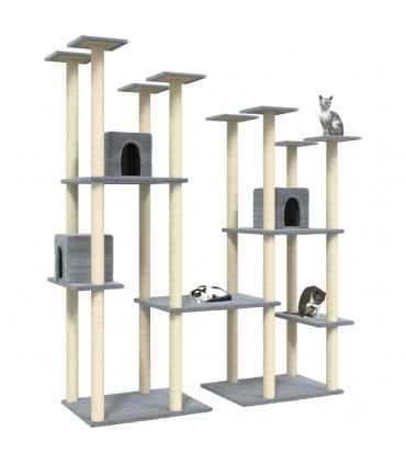 Cat Tree with Sisal Scratching Posts Light Grey 174 cm