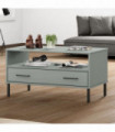 Coffee Table with Metal Legs Grey 85x50x45 cm Solid Wood OSLO
