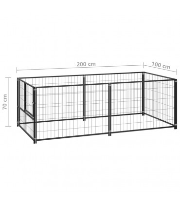 vidaXL Dog Kennel Black 200x100x70 cm Steel