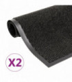 vidaXL Dust Control Mats 2 pcs Rectangular Tufted 90x150 cm Black
