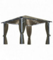 Gazebo with Curtain&LED String Lights 3x3 m Taupe Aluminium