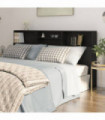 Headboard Cabinet Black 200x19x103.5 cm