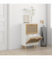Shoe Cabinet White 52x25x80 cm Engineered Wood&Natural Rattan