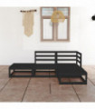 vidaXL 4 Piece Garden Lounge Set Black Solid Wood Pine