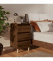 vidaXL Bed Cabinet with Solid Wood Legs Brown Oak 40x35x69 cm