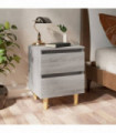 vidaXL Bed Cabinets with Solid Wood Legs 2 pcs Grey Sonoma 40x35x50 cm