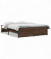 vidaXL Bed Frame Brown Oak 160x200 cm Engineered Wood and Metal