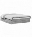 vidaXL Bed Frame with Drawers Grey Sonoma 160x200 cm Engineered Wood