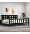 vidaXL Bed Frame with Headboard Black 200x200 cm Solid Wood